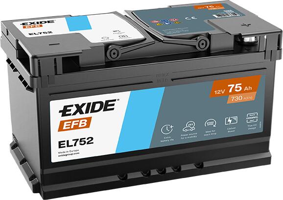 EXIDE EFB 75Ah EL752 startna baterija Start stop